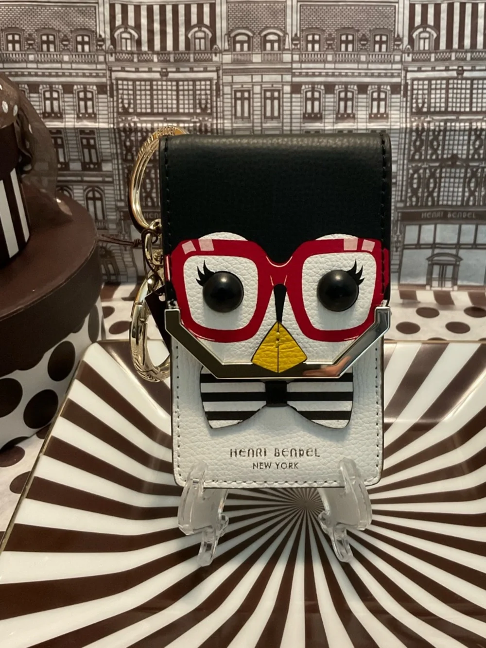 NWT Henri Bendel Quinn Card Case Holder Key Chain Purse Charm w Dust Bag